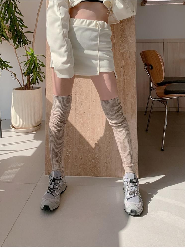 70cm ロング ニーハイ ソックス グリッター ニット BEIGE