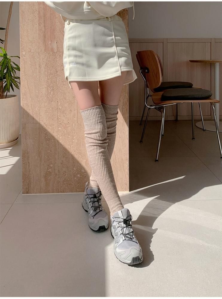 70cm ロング ニーハイ ソックス グリッター ニット BEIGE