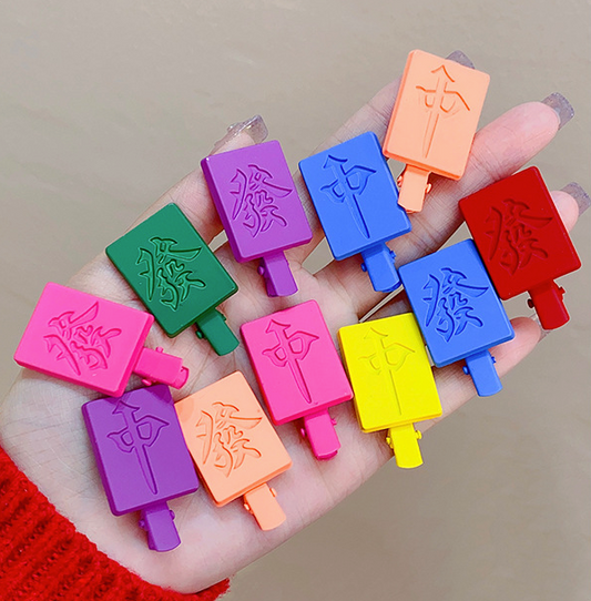 COLORFUL Mahjong tile color hair clip