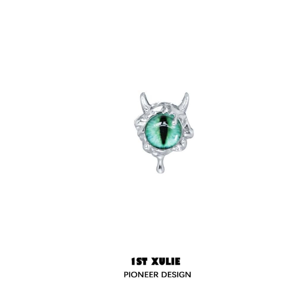 EVIL MONSTER カボション スタッドピアス SILVER GREEN