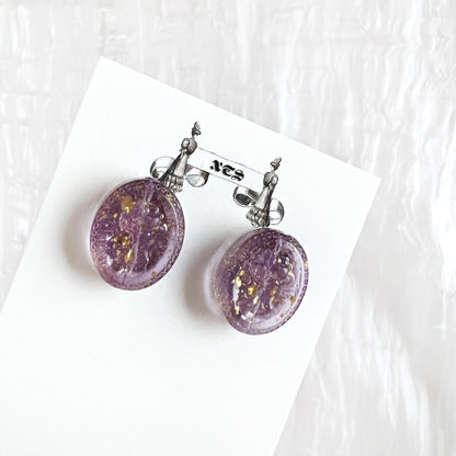ROSE RETRO GLASS STUD EARRINGS PURPLE