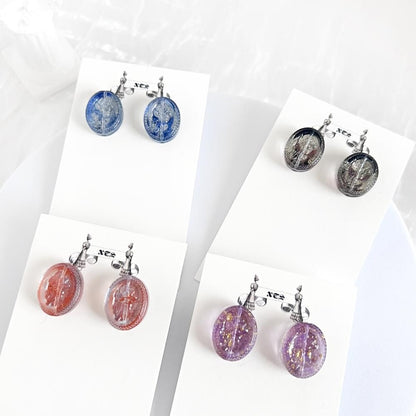 ROSE RETRO ガラス スタッド ピアス PURPLE