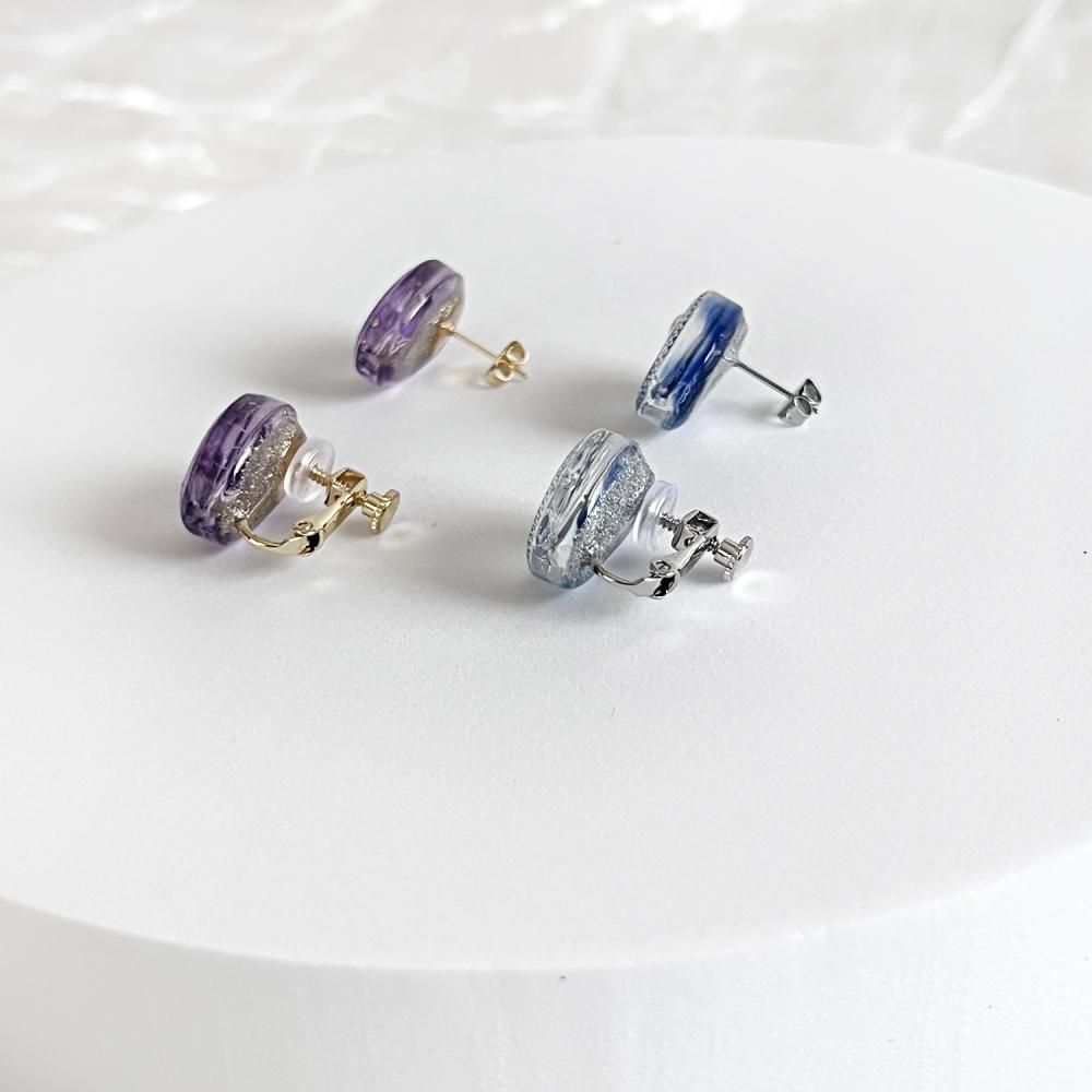 ROSE RETRO ガラス スタッド ピアス PURPLE