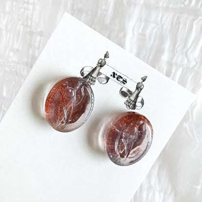 TULIP RETRO Glass Stud Earrings RED