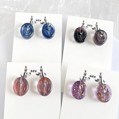TULIP RETRO ガラス スタッド ピアス RED