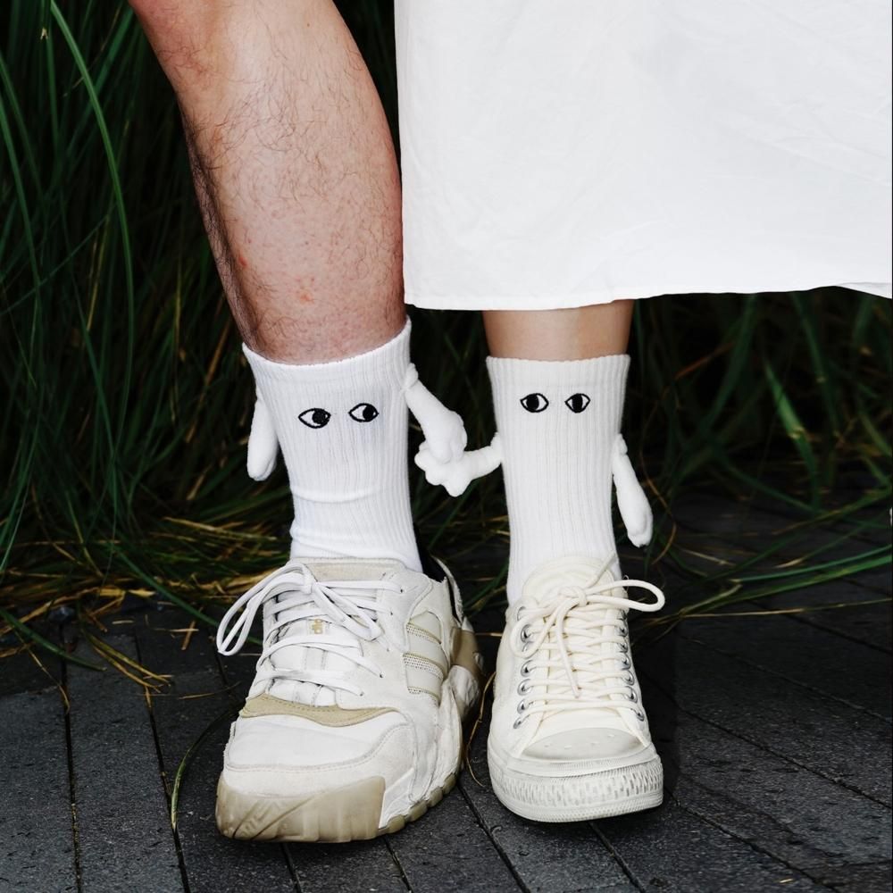 手繋ぎ マグネット カップルソックス WHITE
