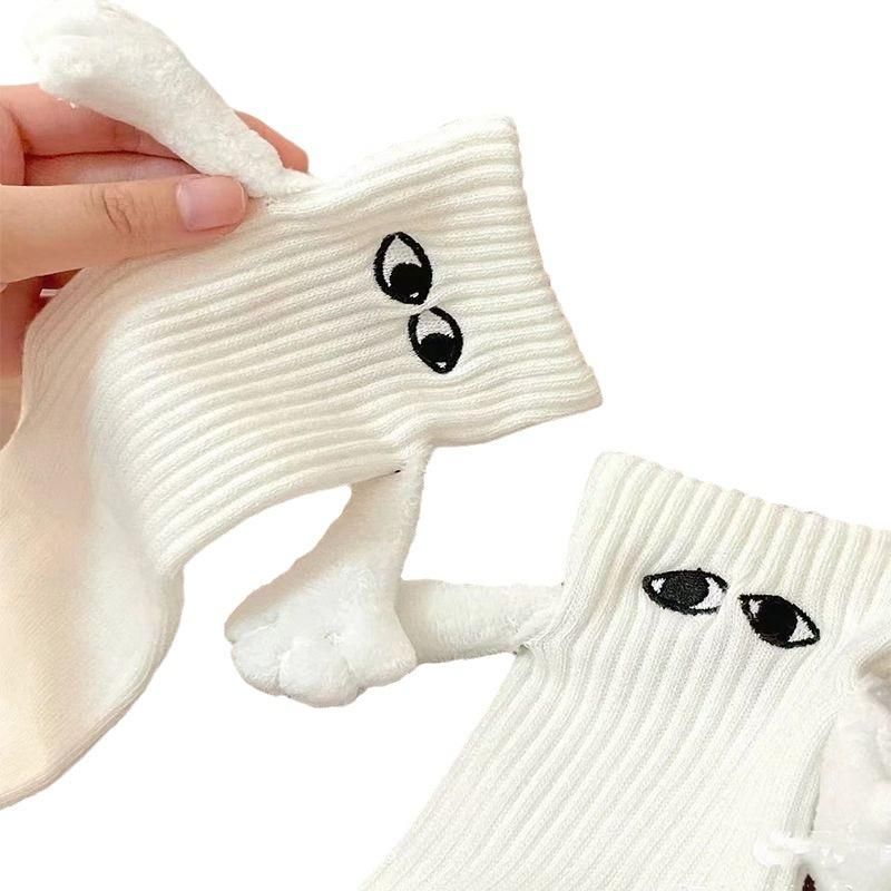手繋ぎ マグネット カップルソックス WHITE