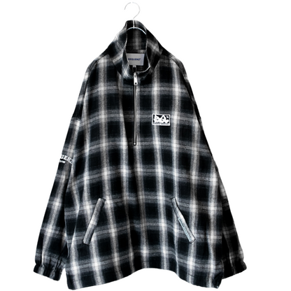 SEQUENZ OMBLE MILITARY 1/3 ZIP JACKET チェック ユニセックス ジャケット BLACK