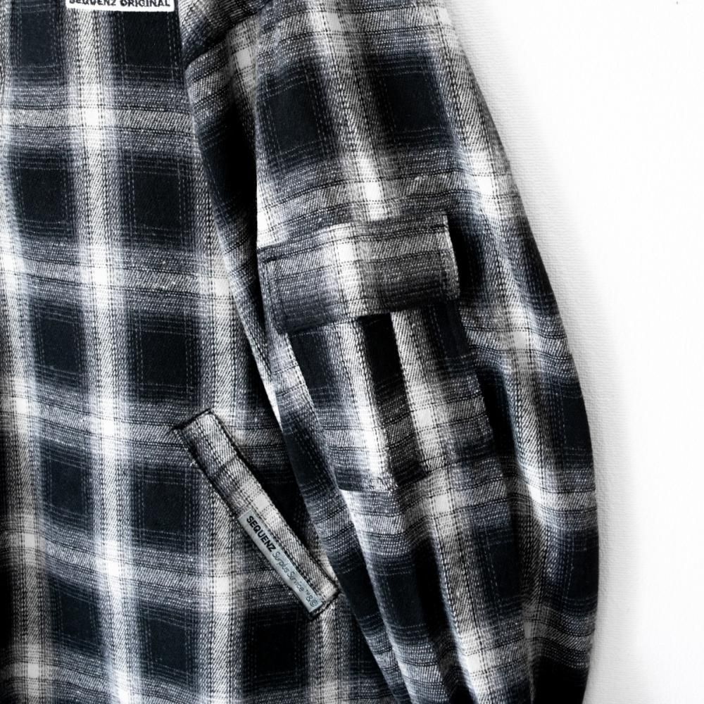 SEQUENZ OMBLE MILITARY 1/3 ZIP JACKET チェック ユニセックス ジャケット BLACK
