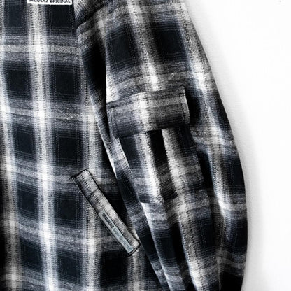 SEQUENZ OMBLE MILITARY 1/3 ZIP JACKET チェック ユニセックス ジャケット BLACK