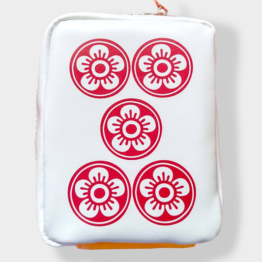 Mahjong tile pouch, red 5-tube