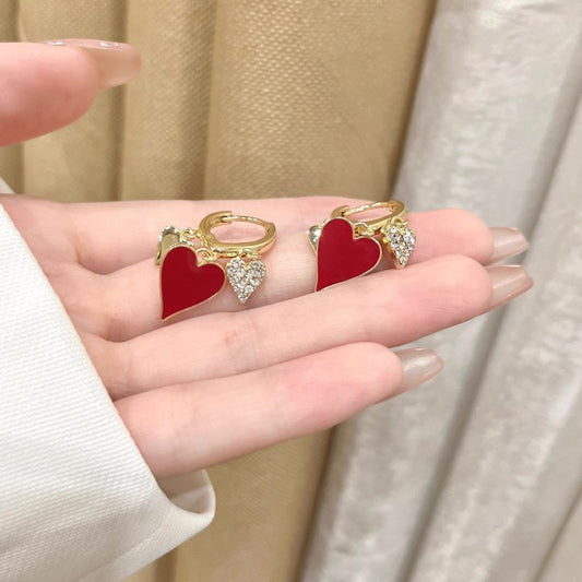 HEART ミニフープ ピアス GOLD RED