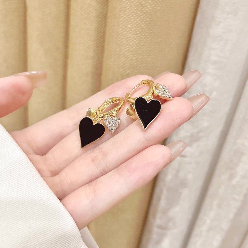 HEART ミニフープ ピアス GOLD BLACK