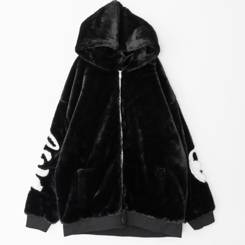 ストレート ラインファー ロゴ ジャケット BLACK