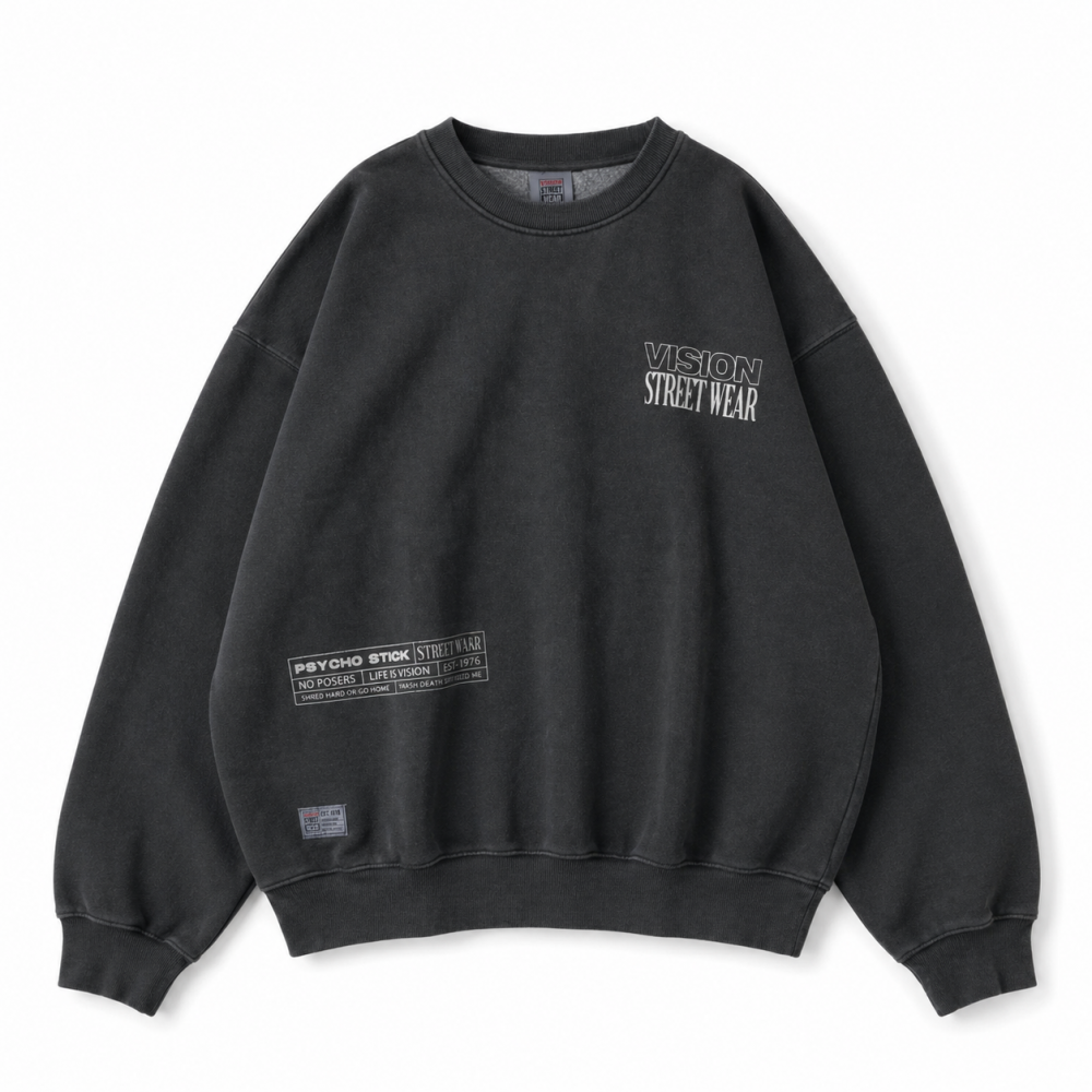 VISION STREET WEAR ピグメントデジタルフォトトレーナー CHARCOAL
