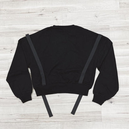 ショルダー ベルト サスペンダー付き 裏毛 スウェット ショートトップ BLACK