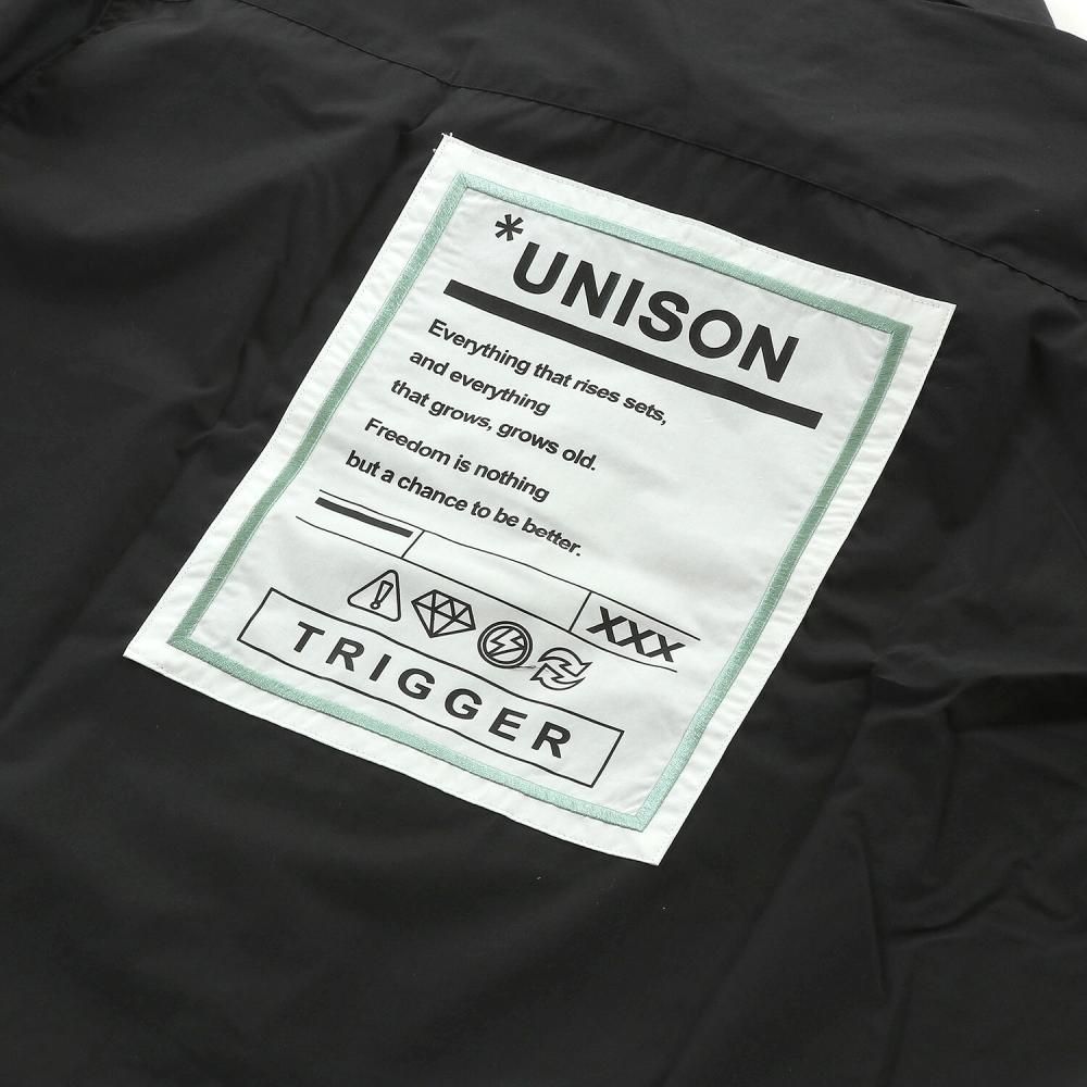 BIGシルエット パッチ 長袖 ブロードシャツ BLACK