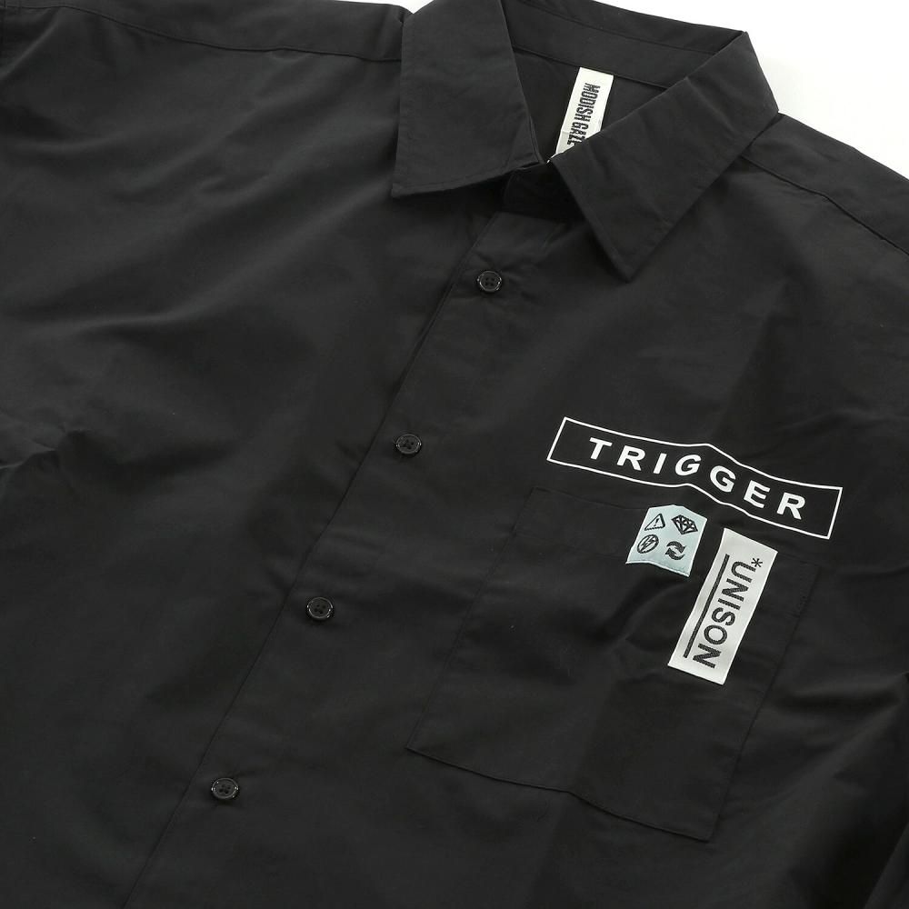 BIGシルエット パッチ 長袖 ブロードシャツ WHITE