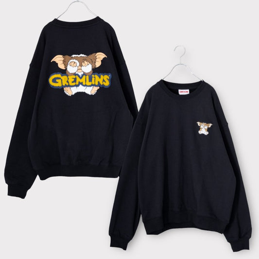GREMLINS Gizmo Sagara Embroidered Sweatshirt CHARCOAL