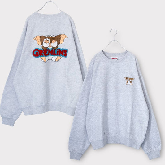 GREMLINS Gizmo Sagara Embroidered Sweatshirt, Light Gray