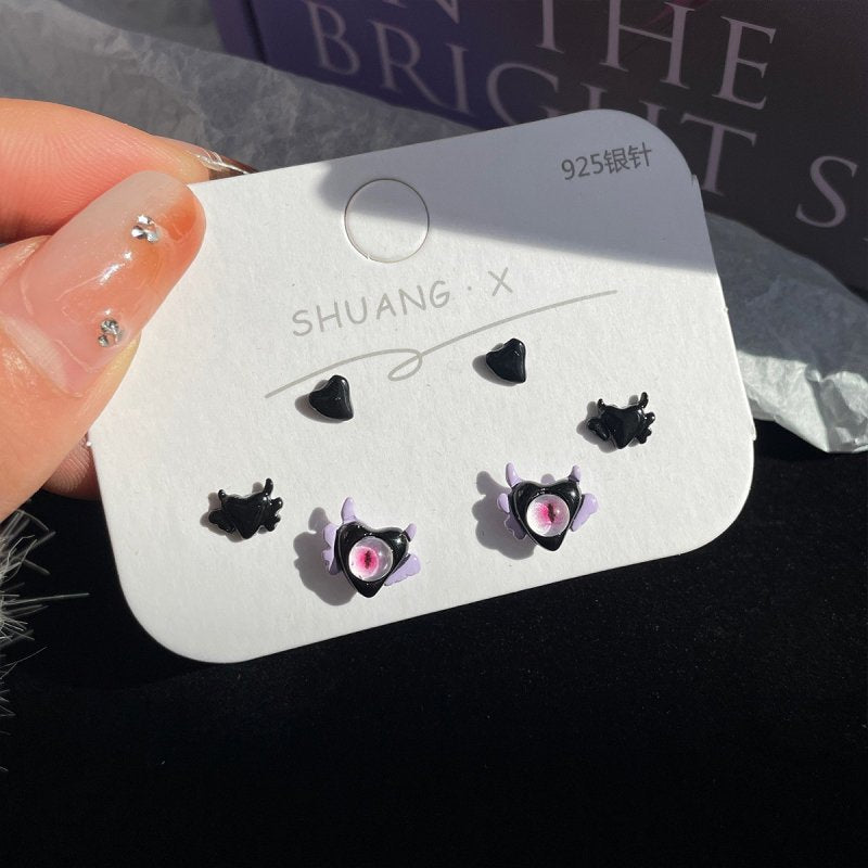 EYE MONSTER Tiny Stud Earrings Set BLACK