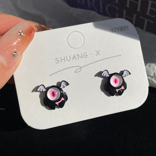 EYE MONSTER Cabochon Stud Earrings Smile BLACK