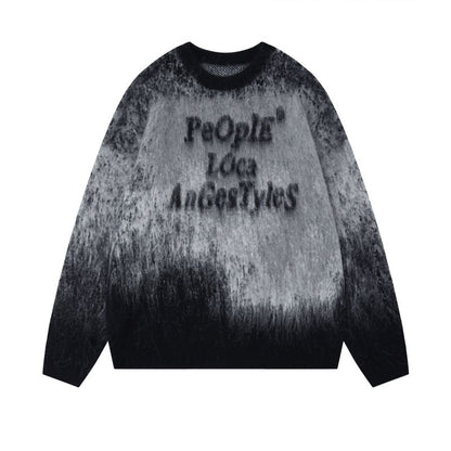 LOGO グラデーション ニットセーター GRAY