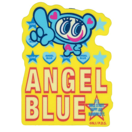 エンジェルブルー ダイカットミニステッカー ロゴ イエロー キャラクター ANGEL BLUE 平成 NAR-006