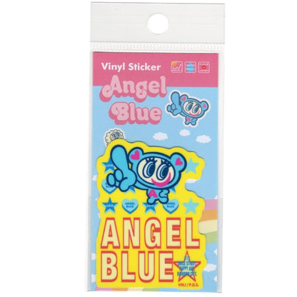 エンジェルブルー ダイカットミニステッカー ロゴ イエロー キャラクター ANGEL BLUE 平成 NAR-006