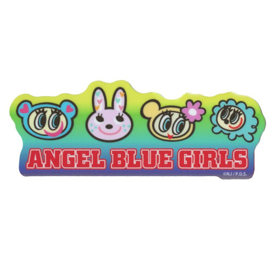 エンジェルブルー ダイカットミニステッカー ロゴ グラデーション キャラクター ANGEL BLUE 平成 NAR-011