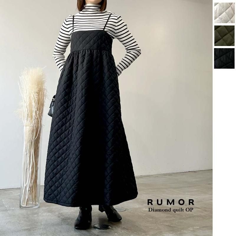 RUMOR ダイヤキルティング キャミワンピース BLACK
