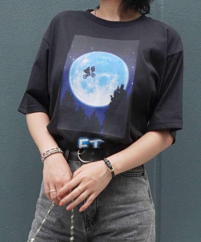 ET Print Short Sleeve Big T-shirt BLACK
