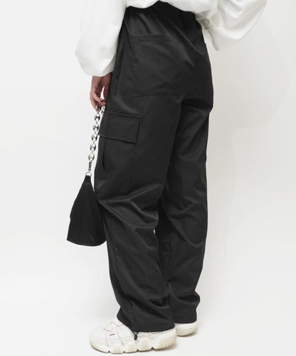 エステルツイル 無地 カーゴパンツ BLACK