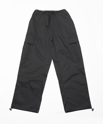 エステルツイル 無地 カーゴパンツ BLACK