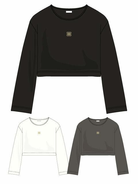 ロゴ 刺しゅう テレコ素材 チビ Tシャツ CHARCOAL