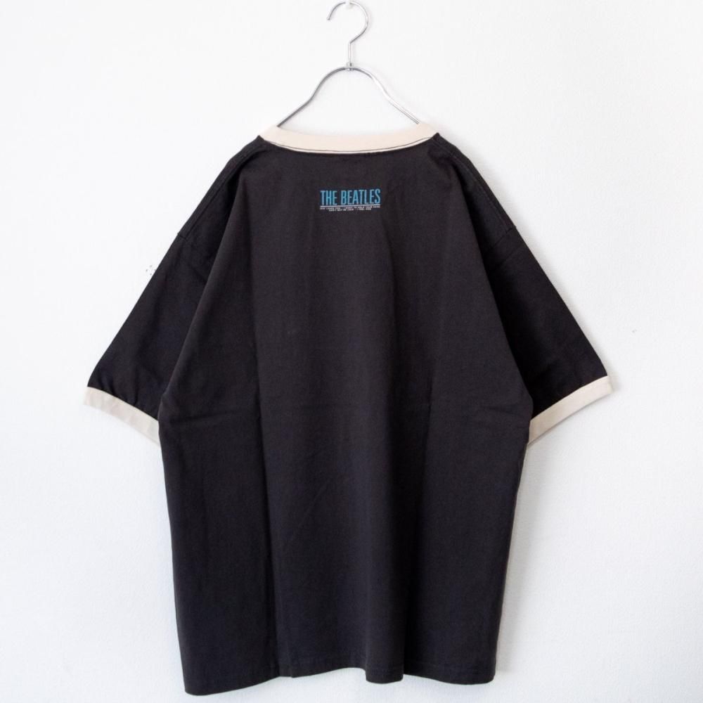 THE BEATLES ビートルズ プリント リンガーTシャツ CHARCOAL