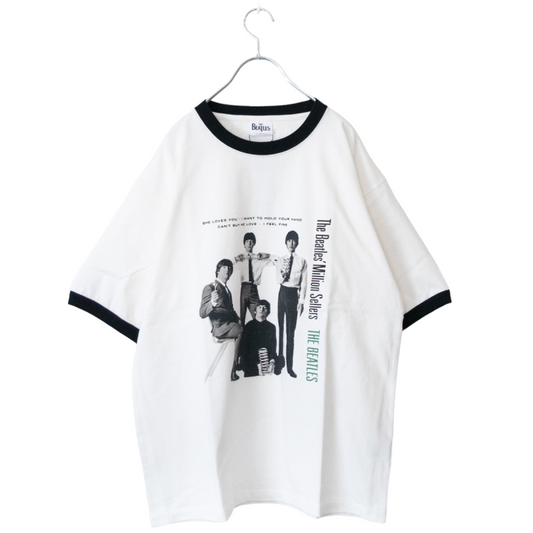 THE BEATLES Beatles Print Ringer T-shirt WHITE