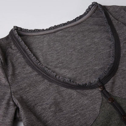 Y2K フィット 長袖 トップス GRAY