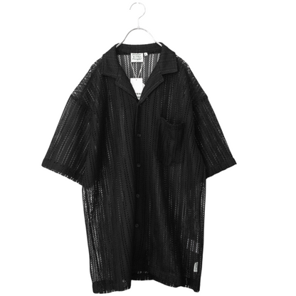 Openwork Stripe Russell Short Sleeve Shirt BLACK