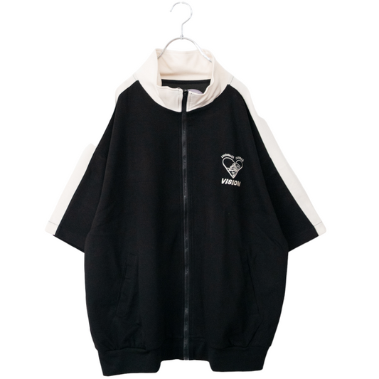 VISION STREET WEAR Cool-touch Punch Short-sleeve Track Jacket BLACK
