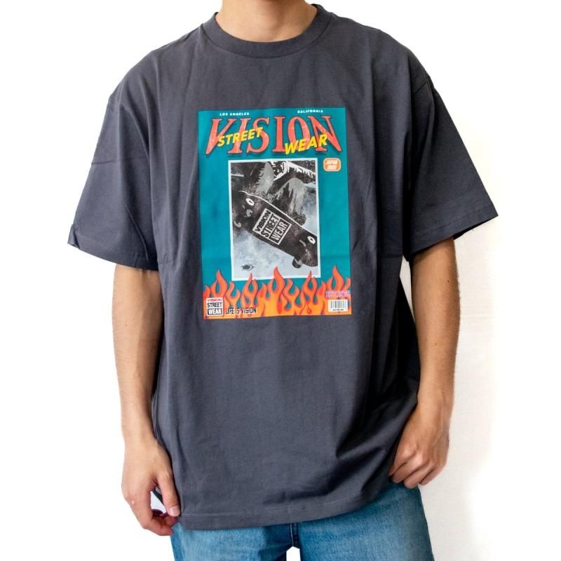 VISION STREET WEAR スケボーマガジンイラストTシャツ CHARCOAL チャコール