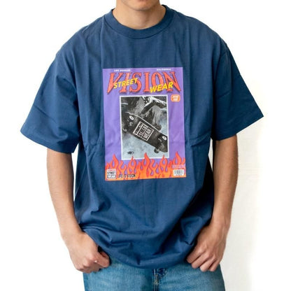 VISION STREET WEAR スケボーマガジンイラストTシャツ NAVY