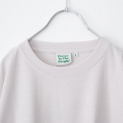 POWER TO THE PEOPLE 梨地ワンポイント ラーメン 刺繍 Tシャツ WHITE