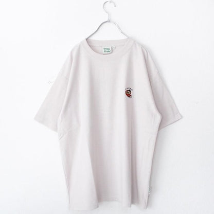 POWER TO THE PEOPLE 梨地ワンポイント ラーメン 刺繍 Tシャツ WHITE