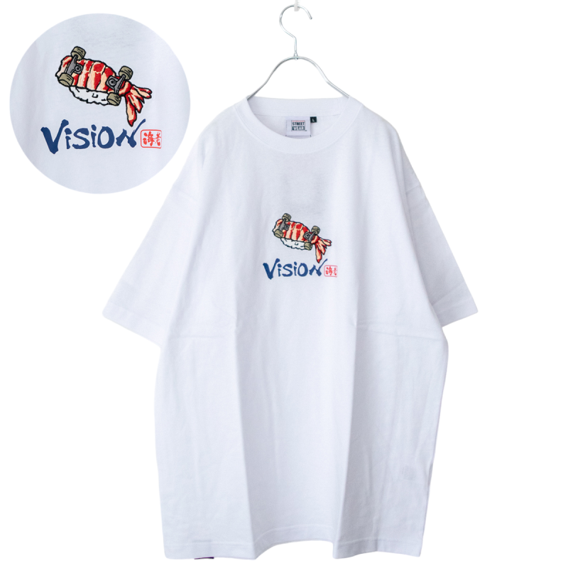 VISION STREET WEAR 寿司 スケートボード 半袖 Tシャツ WHITE Bエビ