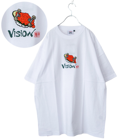 VISION STREET WEAR 寿司 スケートボード 半袖 Tシャツ WHITE Bエビ
