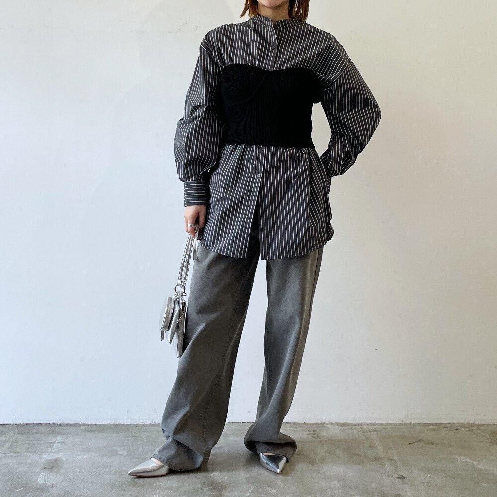 ニット ストレッチ ビスチェ BLACK