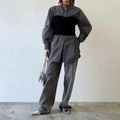 ニット ストレッチ ビスチェ BLACK