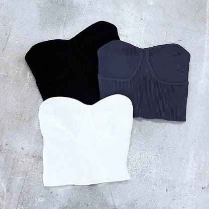 ニット ストレッチ ビスチェ BLACK