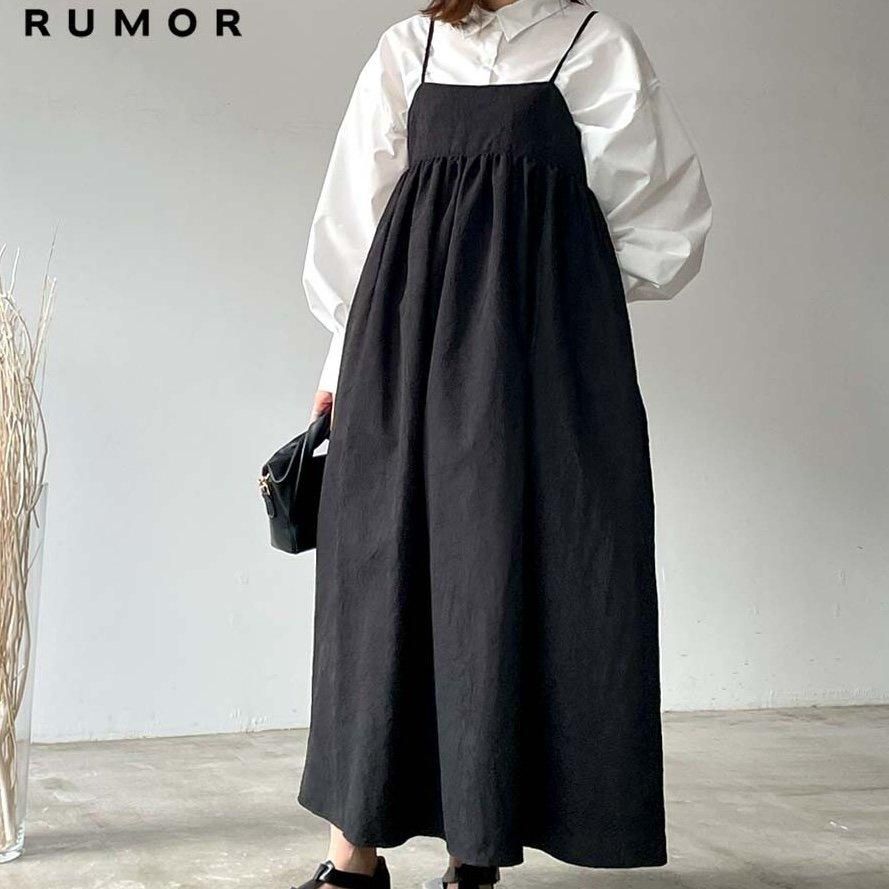 ワッシャージャガード ワンピース BLACK